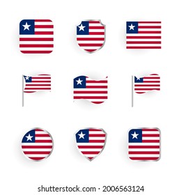 Liberia Flag Icons Set Stylish Design