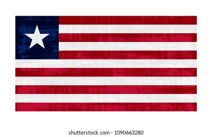 Liberia flag isolated on white background. Vector illustration in grunge style.