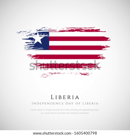 Liberia flag made in brush stroke background. Independence day of Liberia. Creative Liberia national country flag icon. Abstract painted grunge style brush flag background.