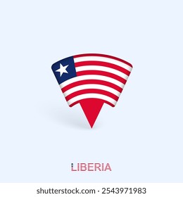 Liberia Flag Map Pointer Design with Shadow. Vector illustrator.