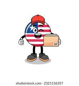 liberia flag mascot cartoon as an courier , character design