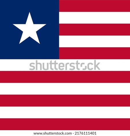 Liberia flag, official colors. Vector illustration.