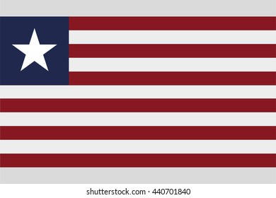 Liberia flag official right proportions, star vector illustration