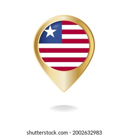 Liberia flag on golden pointer map, Vector illustration eps.10