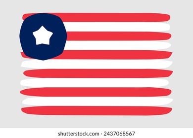 Liberia flag - painted design vector illustration. Vector brush style
