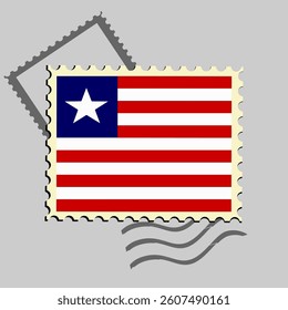 Liberia flag postage stamp. Isolated vector illustration on grey post stamp background