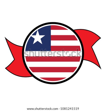 Liberia flag in round button of icon. flag logo of Liberia emblem isolated on white background, Liberia national concept sign, Vector illustration.