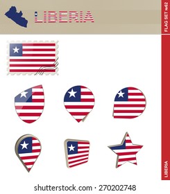 Liberia Flag Set, Flag Set #62. Vector.