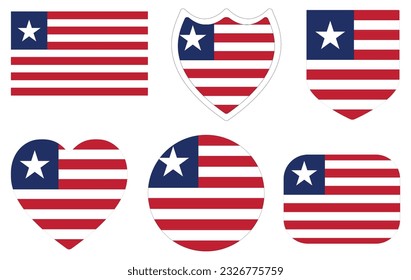 Liberia flag set. Flag of Liberia design shape set.