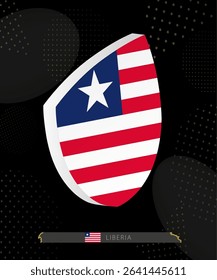 Liberia Flag Shield icon in 3D on Dark Modern Abstract Rugby Background. Perfect for sports events, heritage themes, national celebrations, and patriotic designs.