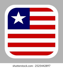 Liberia flag square flat vector with rounded corners and white border, vector illustration