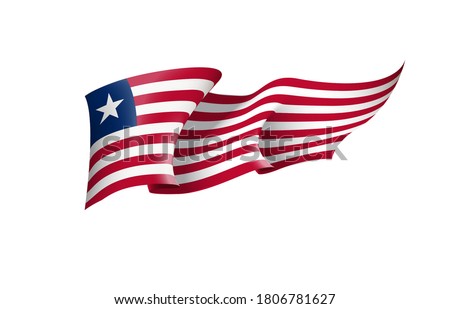 Liberia flag state symbol isolated on background national banner. Greeting card National Independence Day of the republic of Liberia. Illustration banner with realistic state flag.