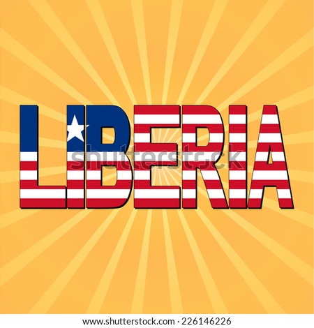 Liberia flag text with sunburst vector illustration