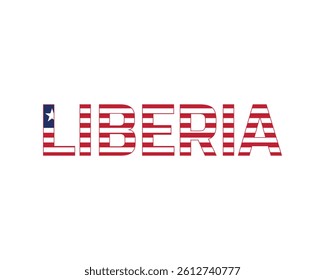 LIBERIA flag Typography with flag on a white background, Vector design of LIBERIA flag typography, Flag of LIBERIA, National Day Design, LIBERIA Day design