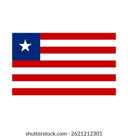 Ilustração vetorial da Bandeira da Libéria. Símbolo ícone da Bandeira da Libéria isolado no fundo branco.