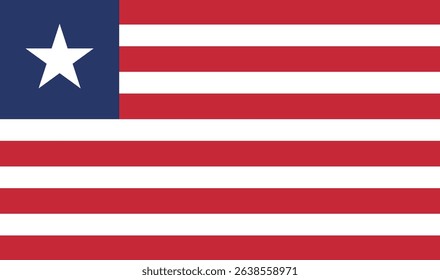 Liberia flag vector illustration isolated on background. Country in Southern Africa. Patriotic symbol: Liberia national emblem.