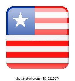 Liberia Flag Vector Square Icon - Illustration