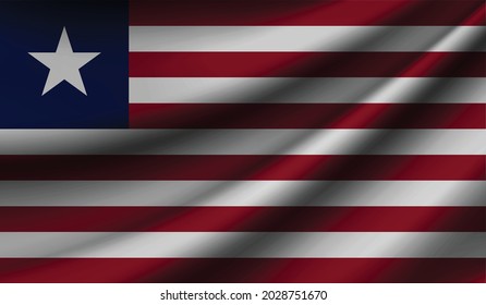 Liberia flag waving. Background for patriotic and national design. Vector illustration
