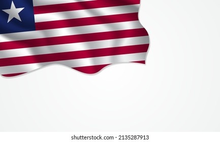 Liberia flag waving illustration with copy space on isolated background design