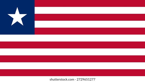 Liberia flag waving in the wind during a sunny day in Monrovia