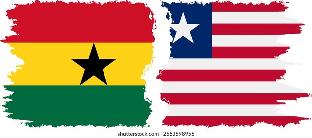 Liberia and Ghana grunge flags connection, vector