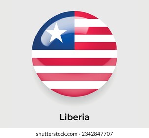 Liberia lustroso bandera nacional burbuja forma redonda icono ilustración vectorial vidrio