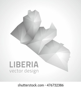 Liberia grey vector polygonal map of Africa