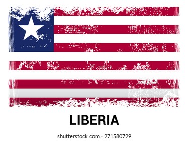 Liberia grunge flag isolated vector in official colors and Proportion Correctly. country's name label in bottom