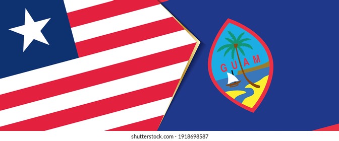 Liberia and Guam flags, two vector flags symbol of relationship or confrontation.
