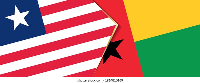 Banderas de Liberia y Guinea-Bissau, dos banderas vectoriales símbolo de relación o enfrentamiento.