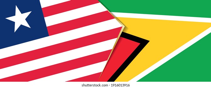 Liberia und Guyana Flaggen, zwei Vektorflaggen Symbol für Beziehung oder Konfrontation.