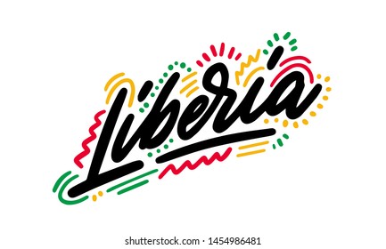 Liberia Handwritten Word Text  Swoosh Vector Illustration Design.