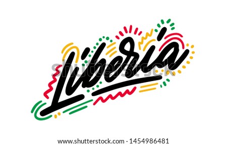 Liberia Handwritten Word Text  Swoosh Vector Illustration Design.