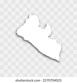 Liberia high detailed vector representation of country silhouette. White color on transparent background with dropped shadow. For educational, decorative, or informational use.