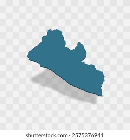 Liberia high detailed vector representation of country silhouette. 3D map on transparent background with dropped shadow. For educational, decorative, or informational use.