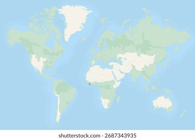 Libéria em destaque no mapa mundial com bandeira nacional. Mapa do mundo vetorial com a Libéria destacado usando sua bandeira nacional.