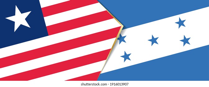 Banderas de Liberia y Honduras, dos banderas vectoriales símbolo de relación o enfrentamiento.