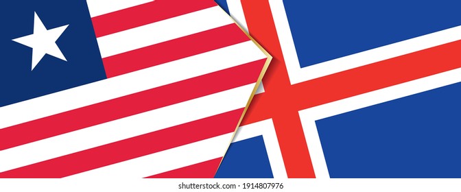 Liberia and Iceland flags, two vector flags symbol of relationship or confrontation.