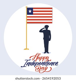 Dia da Independência da Libéria. 26 de julho. 26 de julho. Independência, Dia Nacional, Bandeira, Design Tipográfico, Conceito Criativo. Modelo para banner, pôster, propaganda, cartão comemorativo, cartão postal, panfleto, página da Web