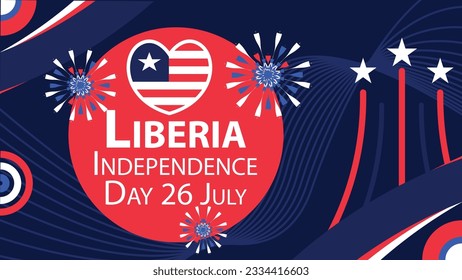 Liberia Independence Day banner design. Liberia flag color theme background with geometric shapes and vibrant colors. Liberia Independence Day modern graphic poster illustration national holiday.