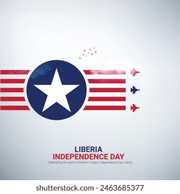 diseño de anuncios creativos del día de la independencia de liberia, celebración del día de la independencia de liberia, Festiva nacional el 26 de julio. Ondeando la bandera. Ilustración vectorial.