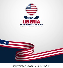 Liberia independence day Square banner background with waving ribbon flag