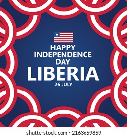 Liberia Independence Day Vector Template With Colorful Red And White Circular Ribbon Flags.