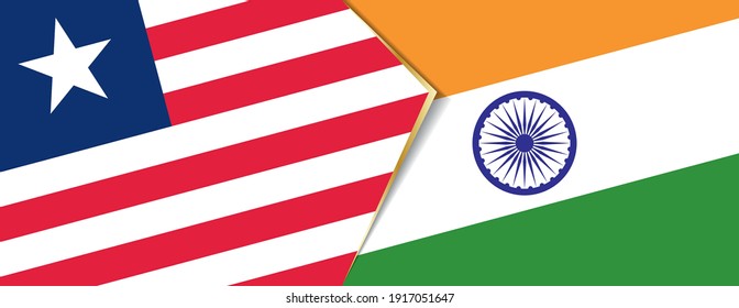 Banderas de Liberia y la India, dos banderas vectoriales símbolo de relación o enfrentamiento.