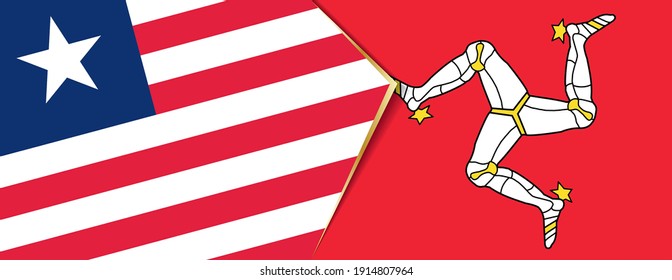 Liberia and Isle of Man flags, two vector flags symbol of relationship or confrontation.