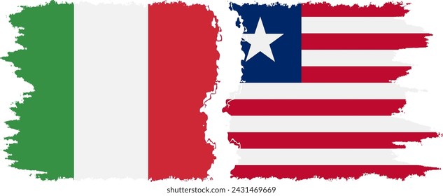 Liberia and Italy grunge flags connection, vector