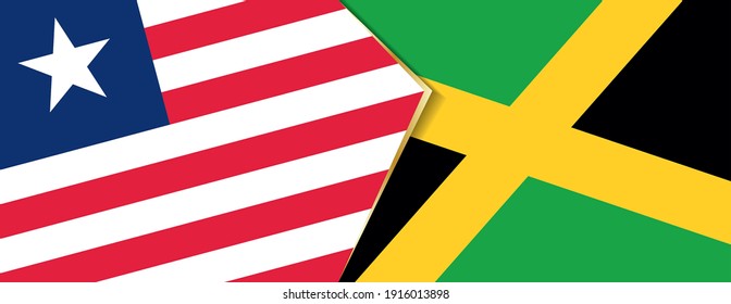 Liberia und Jamaika Flaggen, zwei Vektorfahnen Symbol für Beziehung oder Konfrontation.