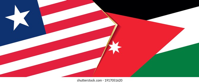 Liberia and Jordan flags, two vector flags symbol of relationship or confrontation.