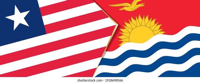 Liberia and Kiribati flags, two vector flags symbol of relationship or confrontation.