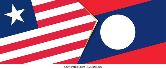 Liberia and Laos flags, two vector flags symbol of relationship or confrontation.